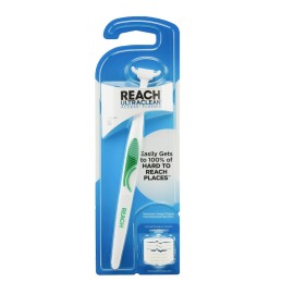 REACH Ultraclean Access Flosser Starter Kit, Unflavored, Plaque Remover for Teeth, for Hard to Reach Areas, Oral Care, PFAS Free, 1 Replaceable Flosser & 8 Refill Heads, 1 Pack