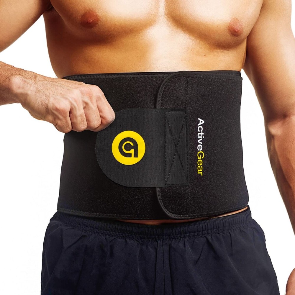 ActiveGear Premium Waist Trimmer Belt Slim Body Sweat Wrap for Stomach and Back Lumbar Support, Large: 9 x 46 - Yellow