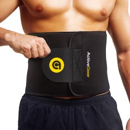 ActiveGear Premium Waist Trimmer Belt Slim Body Sweat Wrap for Stomach and Back Lumbar Support, Large: 9 x 46 - Yellow