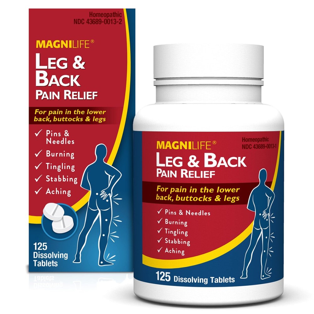 MagniLife Leg & Back Pain Relief, Fast-Acting Pain Relief, Naturally Soothe Burning, Tingling and Stabbing Pains, Symptomatic or Preventative, 125 Quick-Dissolve Tablets