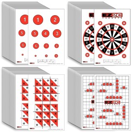 EZ2C Games Four Game Style Target Paper for Gun Shooting Range, USA Made Handgun, Rifle and Pistol, Made in USA (11x17 inch) (4 Style Bundle 40)