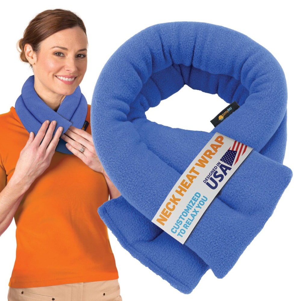 SunnyBay Microwave Heating Pad, Microwavable Moist Heated Neck and Shoulder Wrap, Versatile Weighted Beanbag Cold Pack or Warm Compress for Pain Relief, 26x4 Inches, Made in USA, Sky Blue