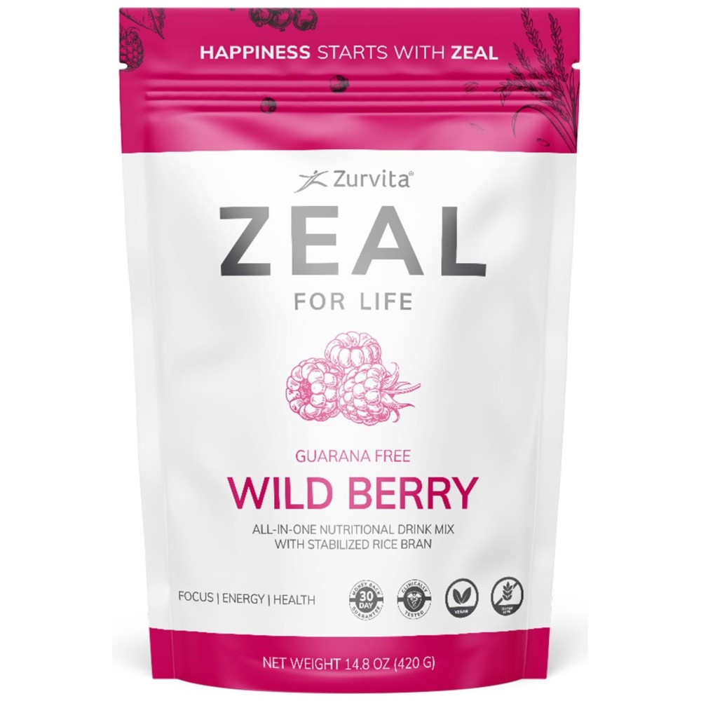 Zurvita - Zeal for Life 30-Day Wellness Bag - Wild Berry (Guarana Free) - Nutritional Supplement for Vitality, Immunity, and Wellness - 420 Grams