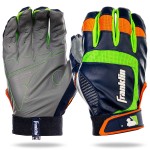 Franklin Sports MLB Shok-Sorb Neo Batting Gloves, Gray/Navy/Lime