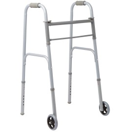 Medline Lightweight Folding Walkers for Seniors, Adults with 5 Wheels, Steel Frame Supports up to 400 lbs.