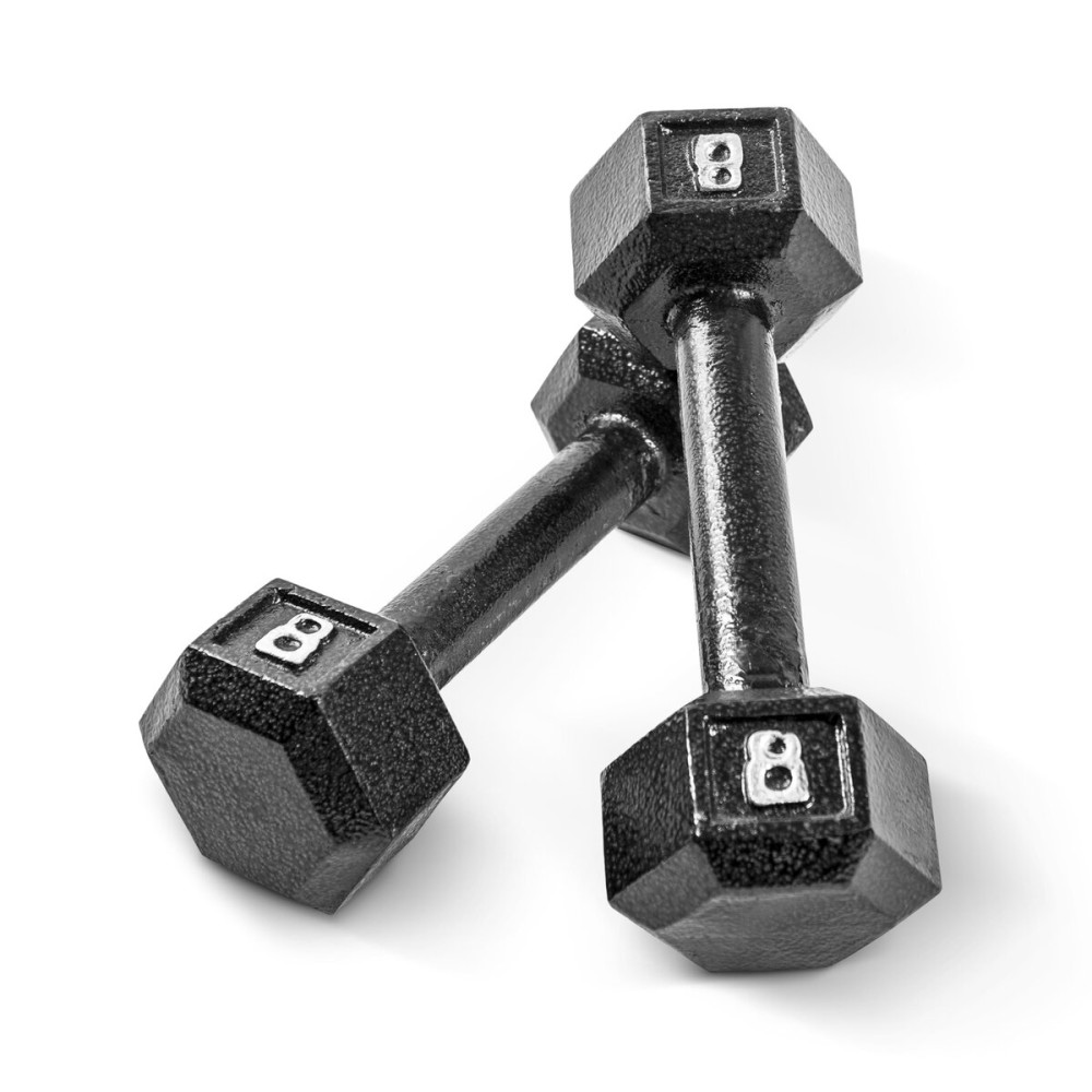 CAP Barbell Cast Iron Hex Dumbbell Weights (Pair), Black, 8 lb