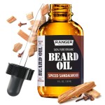 Leven Rose Spiced Sandalwood Beard Oil & Leave In Conditioner by Ranger Grooming Co, 100% Pure Natural Organic for Groomed Beards, Mustaches, and Moisturized Skin 1 oz