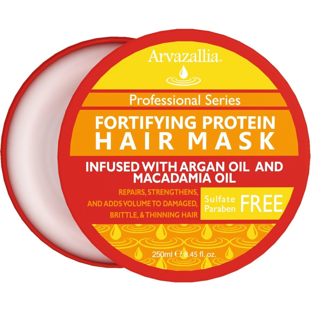 Arvazallia Fortifying Protein Hair Mask and Deep Conditioner with Argan Oil and Macadamia Oil Hair Repair Treatment for Damaged, Brittle, or Thinning Hair - Promotes Natural Hair Growth