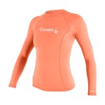 O\'Neill Women\'s Basic 50+ Long Sleeve Rash Guard, Light Grapefruit, XL