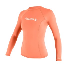O\'Neill Women\'s Basic 50+ Long Sleeve Rash Guard, Light Grapefruit, XL