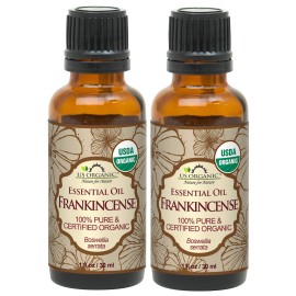 US Organic 100% Pure Frankincense Essential Oil, USDA Certified Organic, Steam Distilled, Boswellia serrata, Origin_India, Use Topically or in Diffuser (30 ml, Value 2Pack)