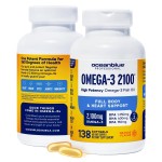 Oceanblue Professional Omega-3 2100mg Fish Oil Supplement - Triple Strength, High Potency EPA, DHA & DPA - Burpless, Wild-Caught, Natural Orange Flavor - 120 Count (Pack of 2)