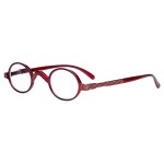 Eyekepper Small Oval Round Reading Glasses Vintage Mini Reader Eyeglasses for Men Women Reading with Spring Hinges Red Frame +2.25