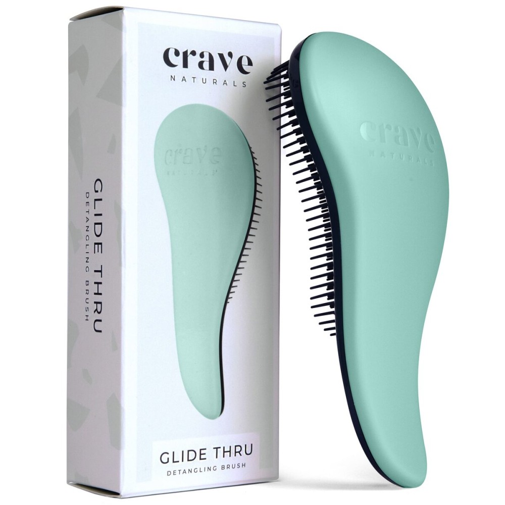 Crave Naturals Glide Thru Detangling Hairbrush That Glides Through Tangles for Wet, Dry and Damaged Hair - Gentle Detangler Styling Tool for Adults, Kids, Men and Women - 7.5 x 3 in, Turquoise