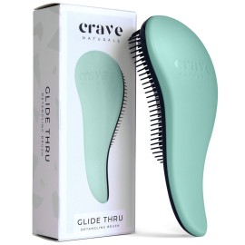Crave Naturals Glide Thru Detangling Hairbrush That Glides Through Tangles for Wet, Dry and Damaged Hair - Gentle Detangler Styling Tool for Adults, Kids, Men and Women - 7.5 x 3 in, Turquoise