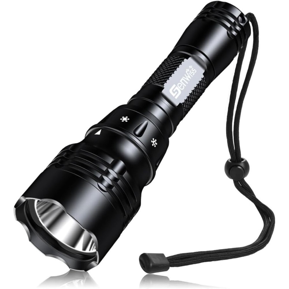 Genwiss Dive Lights Scuba Diving, 5 Modes Rechargeable Underwater Flashlight, 80M Waterproof Dive Flashlight Charger for Snorkeling