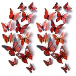 24pcs 3D Vivid Special Man-Made Lively Butterfly Art DIY Decor Wall Stickers Decals Nursery Decoration, Bathroom Dcor, Office Dcor, 3D Wall Art, 3D Crafts for Wall Art Kids Room Bedroom