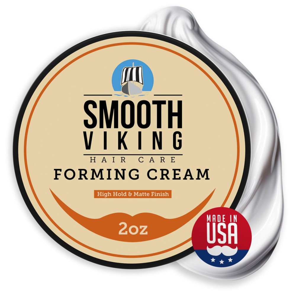 Smooth Viking Forming Cream - High Hold Styling Cream for Matte Finish, Men\'s Hair Products, Hair Paste for Short, Curly and Long Hair, Made in USA, 2oz