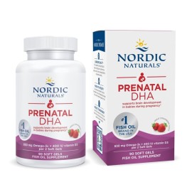 Nordic Naturals Prenatal DHA, Strawberry - 90 Soft Gels - 830 mg Omega-3 + 400 IU Vitamin D3 - Non-GMO - 45 Servings