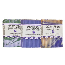 Zum Indigo Wild Goat\'s Milk Soap Bar - Bar Soap for Hands & Body Made with Essential Oils - 3 oz - Lavender Blends (3 Pack)