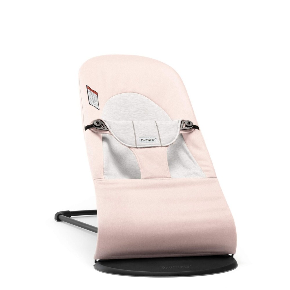 BabyBjrn Bouncer Balance Soft - Light Pink/Gray, Jersey Cotton, 2-in-1 Adjustable Baby Bouncer Seat and Toddler Chair, Newborn to Toddler (8-29 lbs), 4 Positions, Lightweight & Portable