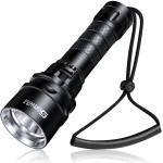 Genwiss Scuba Diving Flashlight Dive Torch 2000 Lumen Waterproof Underwater XM-L2 LED Submarine Lights Holder with Charger for Under Water Deep Sea Cave at Night