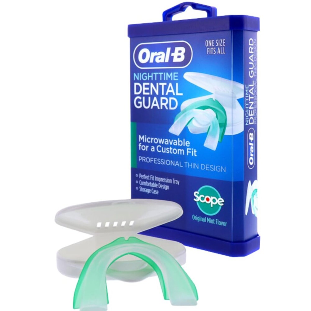 Oral-B Mouth Guard for Grinding Teeth at Night - Nighttime Dental Guard for Sleeping - Moldable Night Guard with Scope Mint Flavor - Less Than 3-Minutes for Custom Teeth Protection