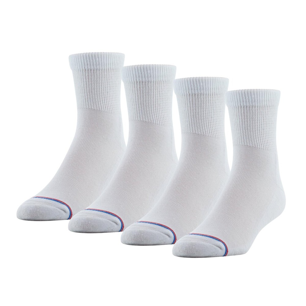 MediPEDS Quarter Socks with Non-Binding Top and Cushion, Multipairs, White (4-Pairs), Shoe Size: Men\'s 6-9 Women\'s 6-10
