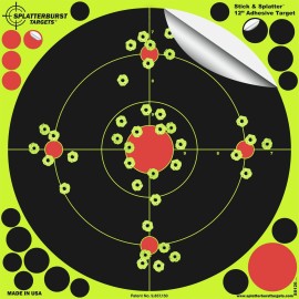 Splatterburst Targets -12 inch Adhesive Stick & Splatter Reactive Shooting Targets - Gun - Rifle - Pistol - Airsoft - BB Gun - Pellet Gun - Air Rifle (50 Pack)