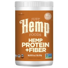 Just Hemp Foods Hemp Protein Powder Plus Fiber, Non-GMO Verified with 11g of Protein & 11g of Fiber per Serving, 16 oz - Packaging May Vary