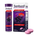 Sambucol Black Elderberry Effervescent Tablets - Elderberry with Zinc and Vitamin C for Adults, Elderberry Dissolving Tablets, Berries - 15 Count
