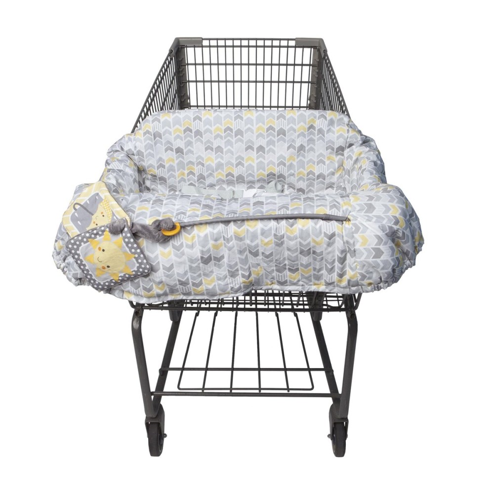 Boppy Shopping Cart Cover for Baby - 360 Coverage Cart Cover for Babies with Safety Harness, Toy Tether, One-Hand Placement, Machine-Washable, 6 Month & Up - Sunshine