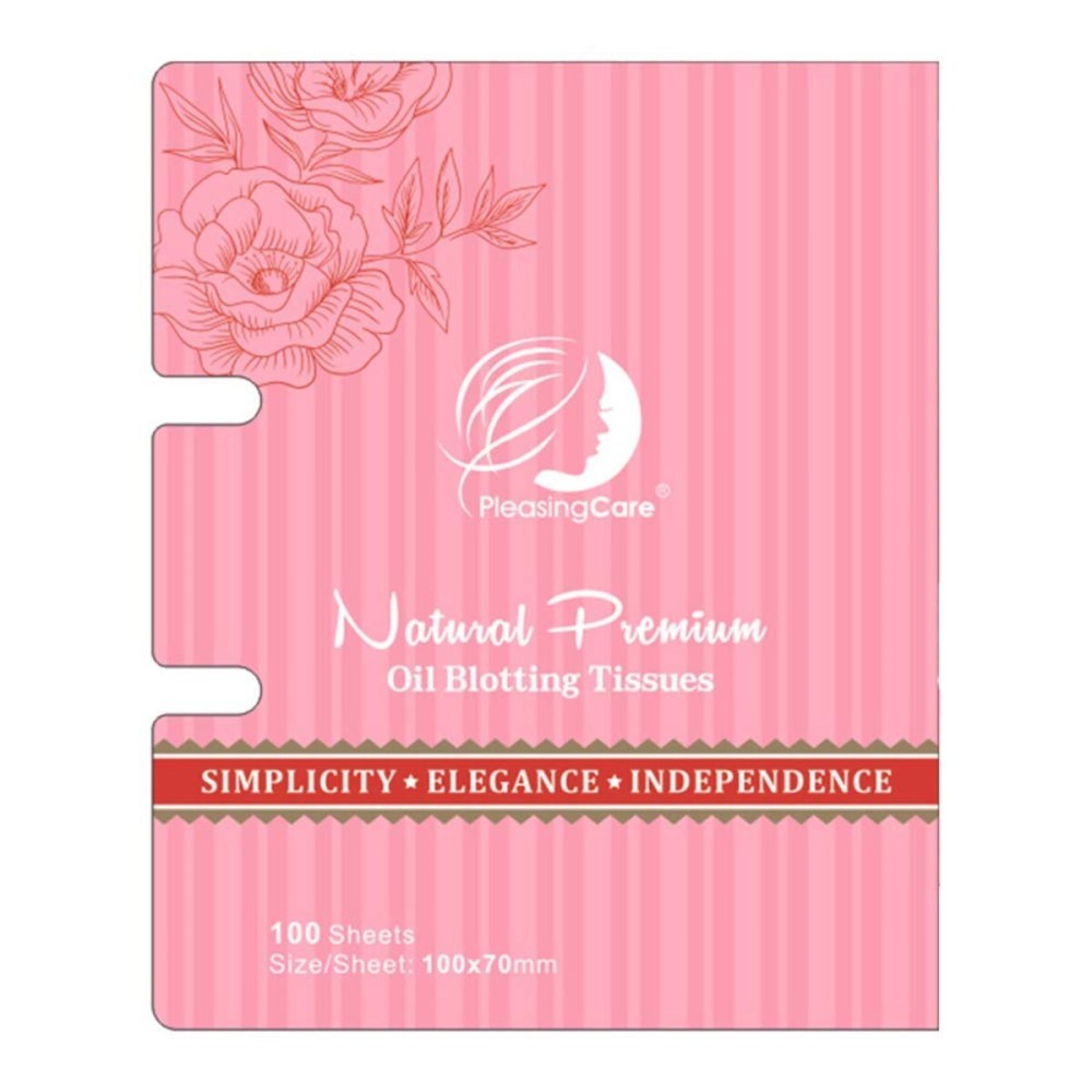PleasingCare Oil Blotting Paper Sheets, 100 Counts, Natural Rose Facial Oil Absorbing Face Blotting Sheets - Take Only 1 Piece Each Time Design - No Waste and Easy to Carry in Pocket (Rosy - 1 Pack)