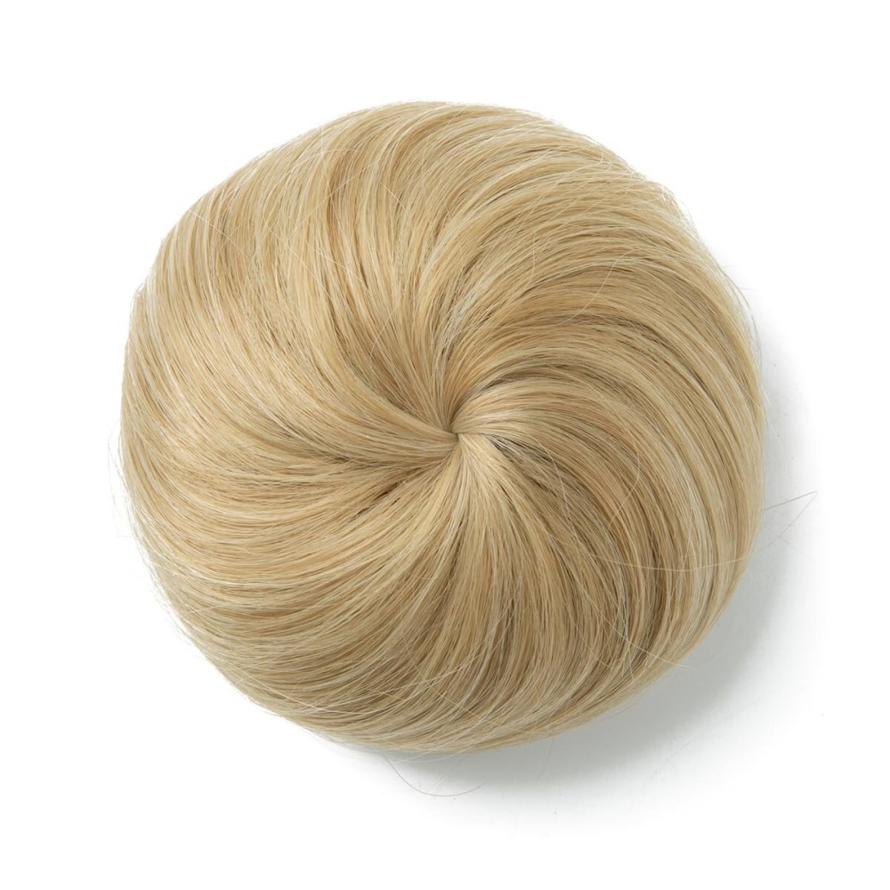 SARLA Fake Ballet Extension Bun Natural Blonde Synthetic Drawstring Hair Bun Hair Pieces for Women Lady Updo Donut Chignon