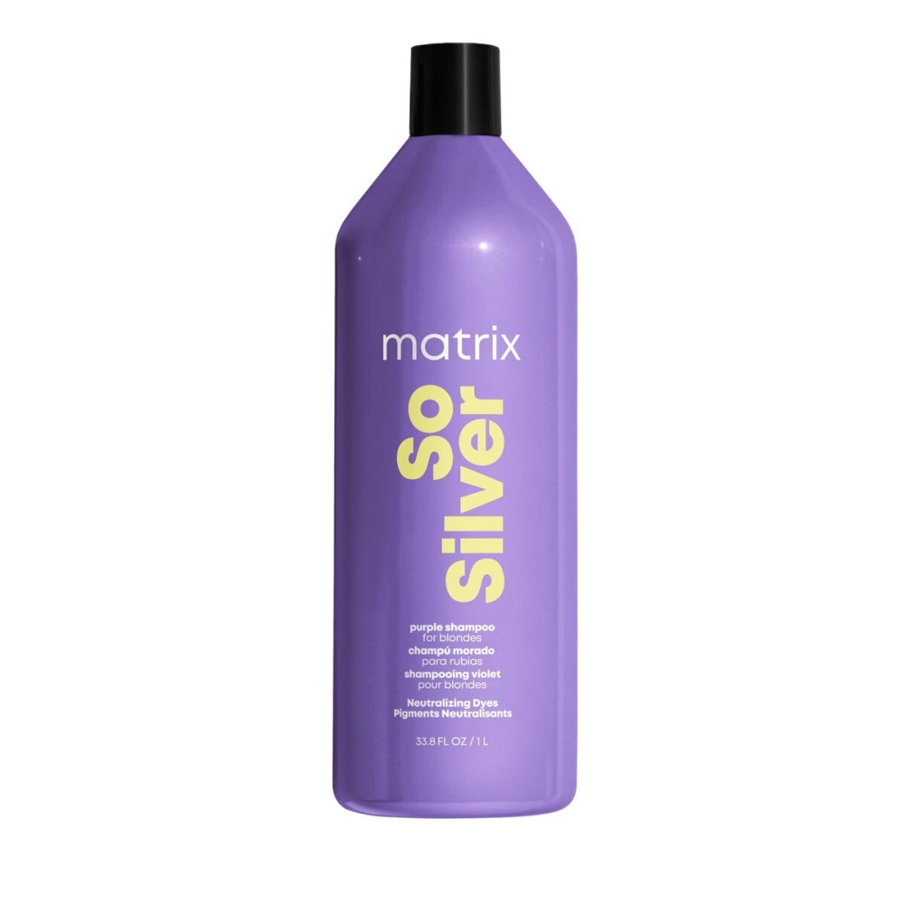 Matrix So Silver Purple Shampoo - Neutralizes Yellow Tones, Color Depositing, Brightening & Toning, Strengthens and Adds Shine, For Color Treated, Blonde, White and Platinum Hair, Vegan, 33.8 Fl Oz