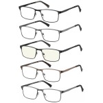 EYECEDAR 5-Pack Reading Glasses for Men Metal Frame Spring Hinges with Computer Readers 1.00