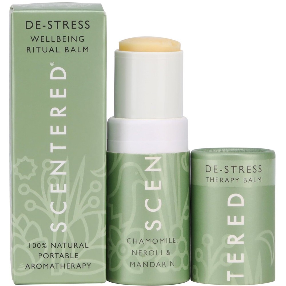 Scentered Aromatherapy Stress Relief Balm Stick - De Stress Essential Oil Roll On Calm Carry for Relaxation - Natural Stress Reliever - Chamomile, Rosemary - Self-Care Stocking Stuffers for Women