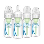 Dr. Brown\'s Natural Flow Anti-Colic Options+ Narrow Baby Bottle, 4 oz/120 mL, with Level 1 Slow Flow Nipple, 0m+, 4 Pack