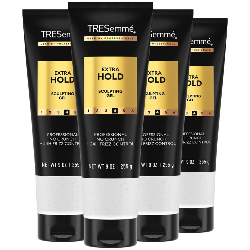 TRESemm Hair Gel, Sculpting, Extra Hold, 4-Pack - Frizz Control, Professional Quality Styling Products, Alcohol-Free, 9 Oz Ea
