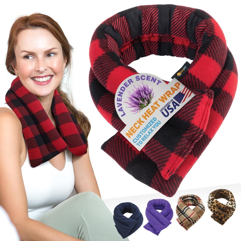 SunnyBay Microwave Heating Pad, Microwavable Heated Neck and Shoulder Wrap, Soothing Weighted Moist Heat or Ice Pack with Flaxseed and Lavender, 26x5 Inches, 2.5 lbs, Buffalo