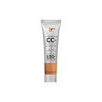 IT Cosmetics CC+ Cream Travel (Tan) - Natural Full Coverage Foundation With SPF 50+, Color Corrector & Anti-Aging Hydrating Serum, Hyaluronic Acid + Peptides, Up To 24H Wear - 0.4 fl oz