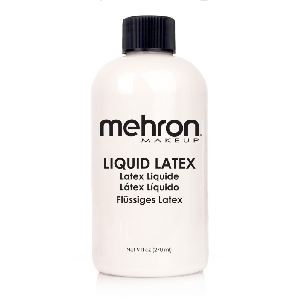 Mehron Makeup Liquid Latex | SFX Makeup | Halloween | Latex Glue for Skin | Prosthetic Glue 9 fl oz (266 ml) (Clear Flesh)