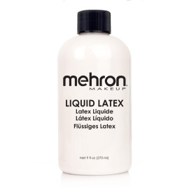 Mehron Makeup Liquid Latex | SFX Makeup | Halloween | Latex Glue for Skin | Prosthetic Glue 9 fl oz (266 ml) (Clear Flesh)