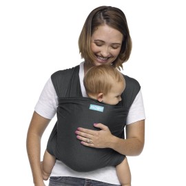 Moby Baby Wrap Carrier Evolution for Newborns to Toddlers (8-33lbs), Infant Sling Carrier, Lightweight & Hands Free Design, Adjustable for All Body Types, Baby Registry Gift (Charcoal)
