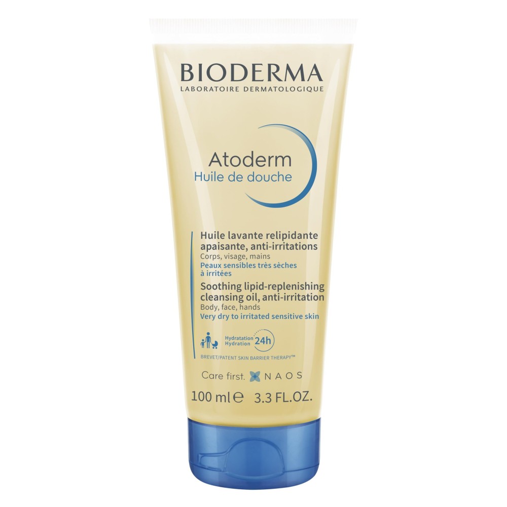 Bioderma - Atoderm - Shower Oil - Moisturizing and Nourishing Body and Face Wash - for Family with Very Dry Sensitive Skin 3.33 Fl Oz