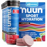 Nuun Sport Electrolyte Tablets with Caffeine from Green Tea Extract, Magnesium, Calcium, Potassium, Chloride & Sodium, Gluten Free & Vegan, Mixed Flavors, 4 Pack (40 Servings Total)