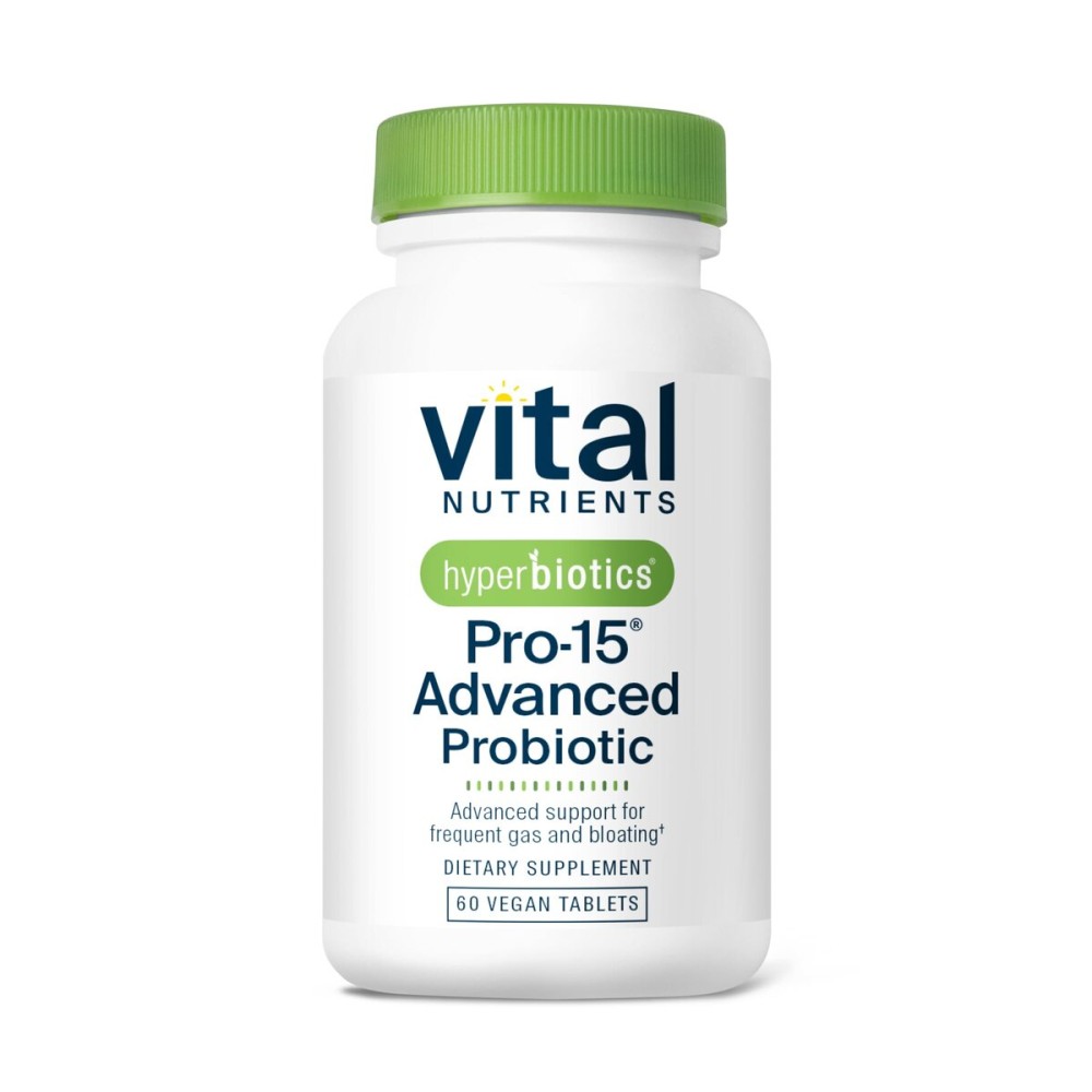 Hyperbiotics Vital Nutrients Pro-15 Advanced Probiotics for Women and Men | 15 Strains + Kiwifruit | Clinically Studied Daily Probiotics for Digestive Health, Gas, & Bloating | 60 Vegan Tablets