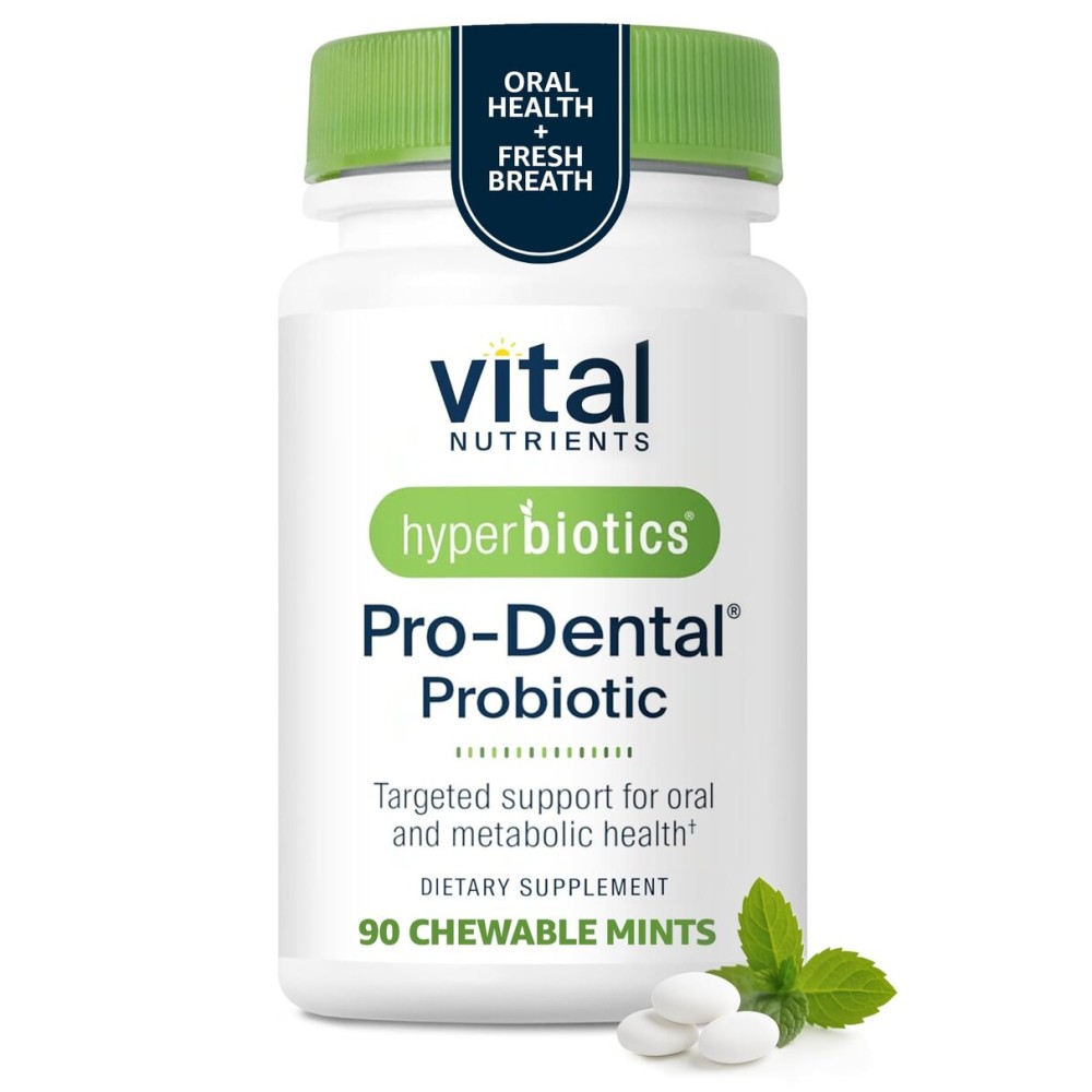 Hyperbiotics Vital Nutrients Pro Dental Probiotic | Clinically Studied BLIS K12 and M18 | Oral Probiotics for Bad Breath treatment for adults | Oral Health for teeth and gums | 90 Mint Tablets