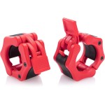Greententljs Olympic Barbell Weight Clamps 2 Inch Clips Quick Release Locking 2 Pro Olympic Bars Deadlifts Weights Plates for Squats Weightlifting Fitness Body-Solid (Red, 1 Pair Set)