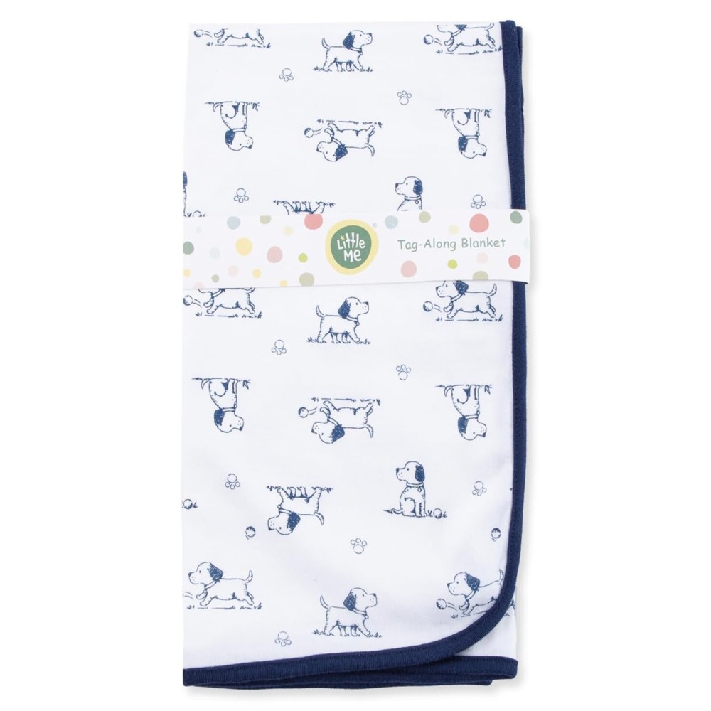 Little Me Blankets for Baby Boys\' Puppy Toile Swaddling Receiving Blanket